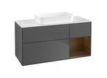 Villeroy und Boch Finion Waschtischunterschrank G711GNGK 120x60,3x50,1cm, Regal rechts Walnut veneer, Anthracite matt