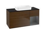 Villeroy und Boch Finion Waschtischunterschrank G712GKGN 120x60,3x50,1cm, Regal rechts Anthracite matt, Walnut veneer