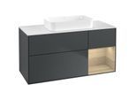 Villeroy und Boch Finion Waschtischunterschrank G711PCHG 120x60,3x50,1cm, Regal rechts Oak Veneer, Midnight Blue Matt Lacquer