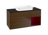 Villeroy und Boch Finion Waschtischunterschrank F712HBGN 120x60,3x50,1cm, Regal rechts Peony, Walnut veneer