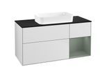 Villeroy und Boch Finion Waschtischunterschrank F712GMMT 120x60,3x50,1cm, Regal rechts Olive Matt Lacquer, White matt lacquer
