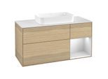 Villeroy und Boch Finion Waschtischunterschrank F711MTPC 120x60,3x50,1cm, Regal rechts White matt lacquer, Oak Veneer