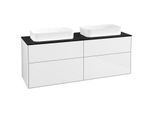Villeroy und Boch Finion Waschtischunterschrank F72200GF 160x60,3x50,1cm, Glass Black Matt, Glossy white lacquer