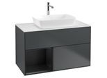 Villeroy und Boch Finion Waschtischunterschrank G771PDHG 100cm, Abdeckplatte white matt, Emotion, Regale Black matt lacquer, Midnight Blue Matt Lacquer