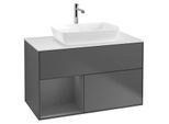 Villeroy und Boch Finion Waschtischunterschrank G771GKGK 100cm, Abdeckplatte white matt, Emotion, Regale Anthracite matt lacquer, Anthracite matt