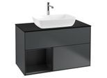 Villeroy und Boch Finion Waschtischunterschrank G772PDHG 100cm, Abdeckplatte black matt, Emotion, Regale Black matt lacquer, Midnight Blue Matt Lacquer