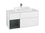 Villeroy und Boch Finion Waschtischunterschrank G411HGGF 120cm, Abdeckplatte white matt, Emotion, Regal links Midnight Blue Matt Lacquer, Glossy white lacquer