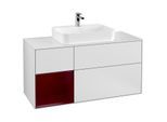 Villeroy und Boch Finion Waschtischunterschrank F411HBMT 120cm, Abdeckplatte white matt, Regal links Peony, White matt lacquer
