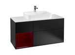 Villeroy und Boch Finion Waschtischunterschrank F411HBPD 120cm, Abdeckplatte white matt, Regal links Peony, Black matt lacquer