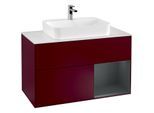 Villeroy und Boch Finion Waschtischunterschrank G371HGHB 100cm, Abdeckplatte white matt, Emotion, Regal rechts Midnight Blue Matt Lacquer, Peony Matt