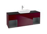 Villeroy und Boch Finion Waschtischunterschrank F862HGHB 160cm, Abdeckplatte black matt, Regale Midnight matt lacquer, Peony Matt