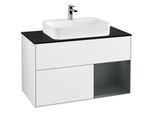 Villeroy und Boch Finion Waschtischunterschrank G372HGGF 100cm, Abdeckplatte black matt, Emotion, Regal rechts Midnight Blue Matt Lacquer, Glossy white lacquer