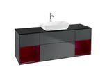 Villeroy und Boch Finion Waschtischunterschrank F862HBHG 160cm, Abdeckplatte black matt, Regale Peony matt lacquer, Midnight Blue Matt Lacquer
