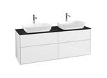Villeroy und Boch Finion Waschtischunterschrank G84200GF 160x60,3cm, Emotion, Abdeckplatte black matt, Glossy white lacquer