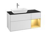 Villeroy und Boch Finion Waschtischunterschrank G812HFMT 120cm, Abdeckplatte black matt, Emotion, Regale Gold matt lacquer, White matt lacquer