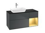 Villeroy und Boch Finion Waschtischunterschrank G812HFHG 120cm, Abdeckplatte black matt, Emotion, Regale Gold matt lacquer, Midnight Blue Matt Lacquer