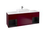 Villeroy und Boch Finion Waschtischunterschrank G451PDHB 160cm, Abdeckplatte white matt, Emotion, Regale Black matt lacquer, Peony Matt