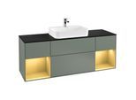 Villeroy und Boch Finion Waschtischunterschrank G452HFGM 160cm, Abdeckplatte black matt, Emotion, Regale Gold matt lacquer, Olive Matt Lacquer