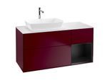 Villeroy und Boch Finion Waschtischunterschrank G811PDHB 120cm, Abdeckplatte white matt, Emotion, Regale Black matt lacquer, Peony Matt