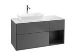 Villeroy und Boch Finion Waschtischunterschrank G811PDGK 120cm, Abdeckplatte white matt, Emotion, Regale Black matt lacquer, Anthracite matt