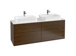 Villeroy und Boch Finion Waschtischunterschrank F43100GN 160x60,3cm, Abdeckplatte white matt, Walnut veneer