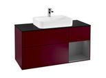 Villeroy und Boch Finion Waschtischunterschrank G422GKHB 120cm, Abdeckplatte black matt, Emotion, Regal rechts Anthracite matt, Peony Matt