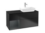Villeroy und Boch Finion Waschtischunterschrank F802HGPD 120cm, Abdeckplatte black matt, Regale Midnight matt lacquer, Black matt lacquer