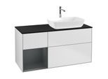Villeroy und Boch Finion Waschtischunterschrank F802HGMT 120cm, Abdeckplatte black matt, Regale Midnight matt lacquer, White matt lacquer