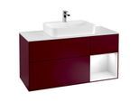 Villeroy und Boch Finion Waschtischunterschrank G421GFHB 120cm, Abdeckplatte white matt, Emotion, Regal rechts Glossy white, Peony Matt
