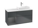 Villeroy und Boch Finion Waschtischunterschrank F801GKHG 120cm, Abdeckplatte white matt, Regale Anthracite matt lacquer, Midnight Blue Matt Lacquer