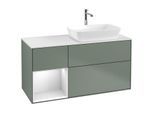 Villeroy und Boch Finion Waschtischunterschrank F801MTGM 120cm, Abdeckplatte white matt, Regale White matt lacquer, Olive Matt Lacquer