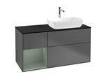Villeroy und Boch Finion Waschtischunterschrank G802GMGK 120cm, Abdeckplatte black matt, Emotion, Regale Olive matt lacquer, Anthracite matt