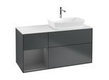 Villeroy und Boch Finion Waschtischunterschrank G801GKHG 120cm, Abdeckplatte white matt, Emotion, Regale Anthracite matt lacquer, Midnight Blue Matt Lacquer