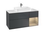 Villeroy und Boch Finion Waschtischunterschrank G421PCHG 120cm, Abdeckplatte white matt, Emotion, Regal rechts Oak veneer, Midnight Blue Matt Lacquer