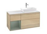 Villeroy und Boch Finion Waschtischunterschrank G801GMPC 120cm, Abdeckplatte white matt, Emotion, Regale Olive matt lacquer, Oak Veneer