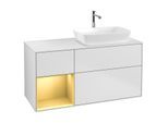 Villeroy und Boch Finion Waschtischunterschrank G801HFMT 120cm, Abdeckplatte white matt, Emotion, Regale Gold matt lacquer, White matt lacquer