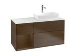 Villeroy und Boch Finion Waschtischunterschrank G801GNGN 120cm, Abdeckplatte white matt, Emotion, Regale Walnut Veneer, Walnut veneer