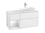 Villeroy und Boch Finion Waschtischunterschrank G801MTGF 120cm, Abdeckplatte white matt, Emotion, Regale White matt lacquer, Glossy white lacquer
