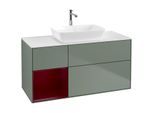 Villeroy und Boch Finion Waschtischunterschrank F821HBGM 120cm, Abdeckplatte white matt, Regale Peony matt lacquer, Olive Matt Lacquer
