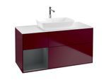 Villeroy und Boch Finion Waschtischunterschrank F821HGHB 120cm, Abdeckplatte white matt, Regale Midnight matt lacquer, Peony Matt