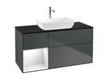 Villeroy und Boch Finion Waschtischunterschrank F822GFHG 120cm, Abdeckplatte black matt, Regale Glossy white lacquer, Midnight Blue Matt Lacquer