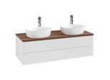 Villeroy und Boch Antao Waschtisch-Unterschrank K24052GF 120x36x50cm, Hahnloch, Waschbeckenplattenfarbe warm walnut, glossy white lacquer