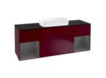 Villeroy und Boch Finion Waschtischunterschrank F332GKHB 160x60,3cm, Abdeckplatte black matt, Regale Anthracite matt lacquer, Peony Matt