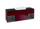 Villeroy und Boch Finion Waschtischunterschrank G332HGHB 160cm, Abdeckplatte black matt, Emotion, Regale Midnight matt lacquer, Peony Matt