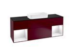 Villeroy und Boch Finion Waschtischunterschrank F332GFHB 160x60,3cm, Abdeckplatte black matt, Regale Glossy white lacquer, Peony Matt
