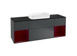 Villeroy und Boch Finion Waschtischunterschrank F332HBHG 160x60,3cm, Abdeckplatte black matt, Regale Peony matt lacquer, Midnight Blue Matt Lacquer