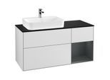 Villeroy und Boch Finion Waschtischunterschrank F402HGMT 120cm, Abdeckplatte black matt, Regal rechts Midnight Blue Matt Lacquer, White matt lacquer