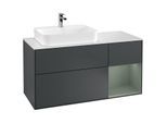Villeroy und Boch Finion Waschtischunterschrank F401GMHG 120cm, Abdeckplatte white matt, Regal rechts Olive Matt Lacquer, Midnight Blue Matt Lacquer