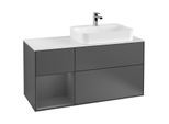 Villeroy und Boch Finion Waschtischunterschrank F391GKGK 120cm, Abdeckplatte white matt, Regal links Anthracite matt, Anthracite matt