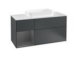 Villeroy und Boch Finion Waschtischunterschrank G291GKHG 120cm, Abdeckplatte white matt, Emotion, Regal links Anthracite matt, Midnight Blue Matt Lacquer